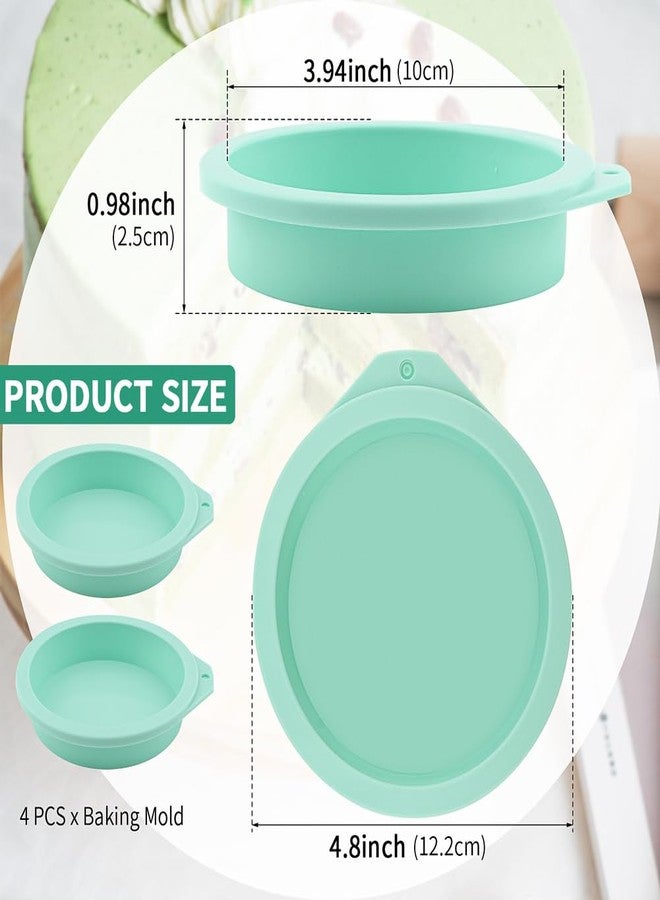 Loyanger 4Pcs Air Fryer Egg Mold, Silicone Egg Bites Molds for Baking Muffin Top Pan, 4'' Mini Pancake Mold Non-Stick for Baking Hamburger Bun Pan Air Fryer Accessories(COLOR:Green) - Image 2